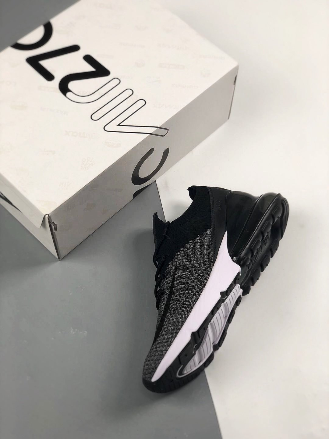 Nike Air Max 270 Flyknit Black White AO1023-001 For Sale