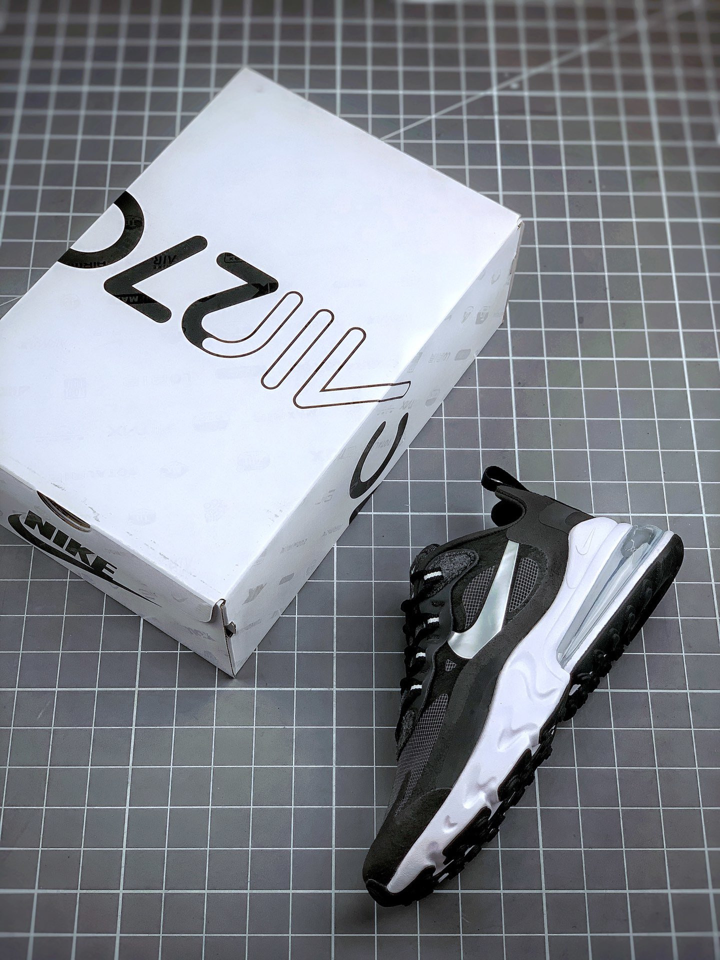 Nike Air Max 270 React Black Metallic SilverWhite For Sale