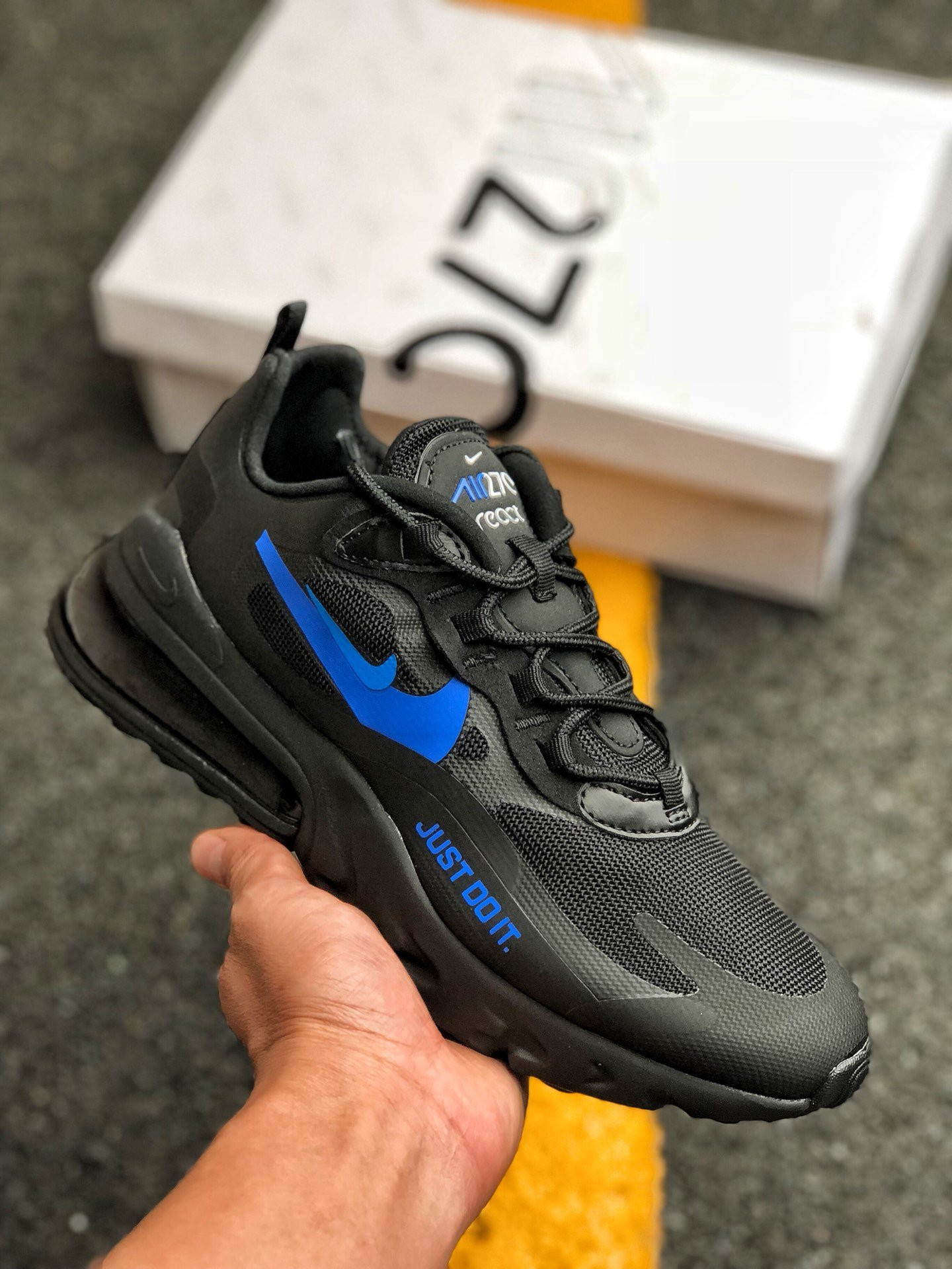 Nike Air Max 270 React Just Do It Black CT2203-001 For Sale