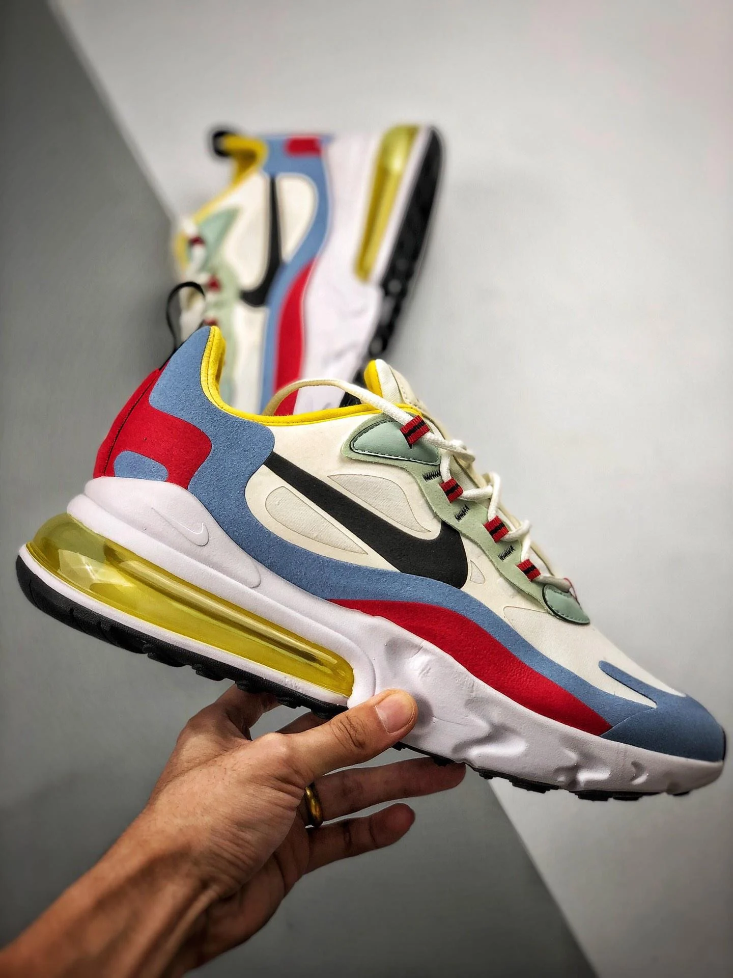 Nike Air Max 270 React Phantom Black-Light Blue-University Red