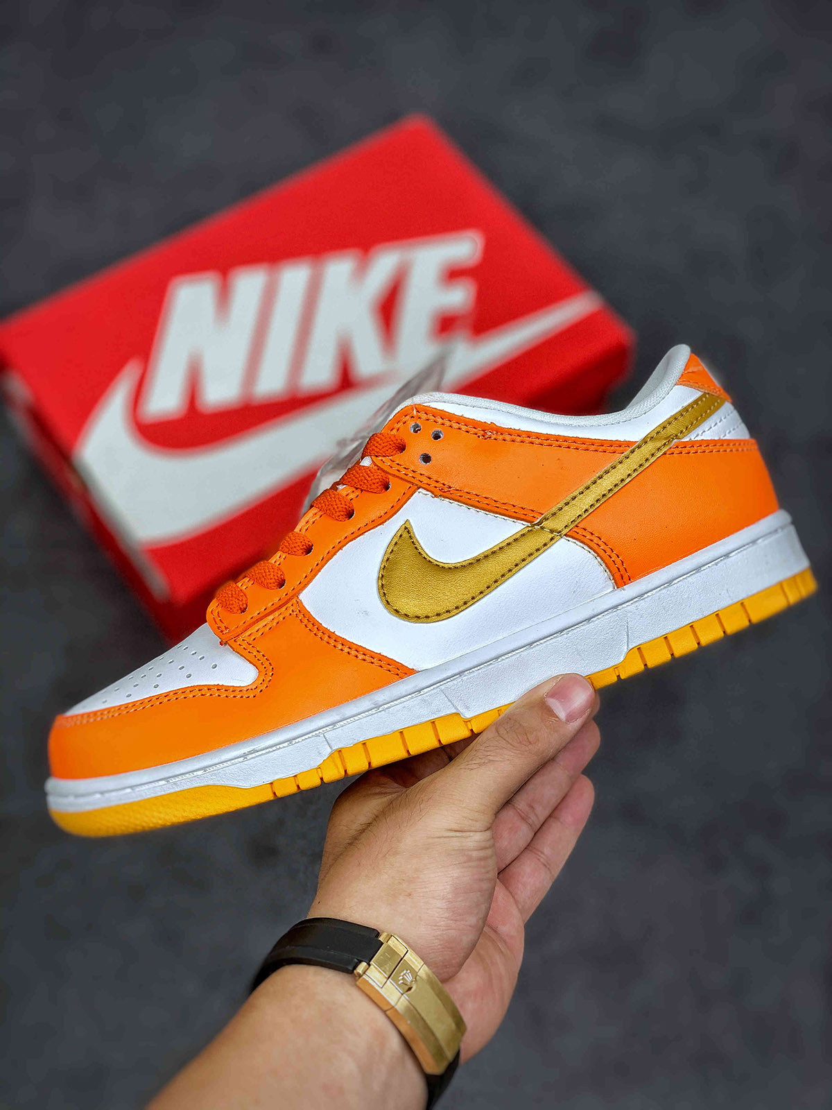 Nike Dunk Low Golden Orange Orange White-Gold For Sale