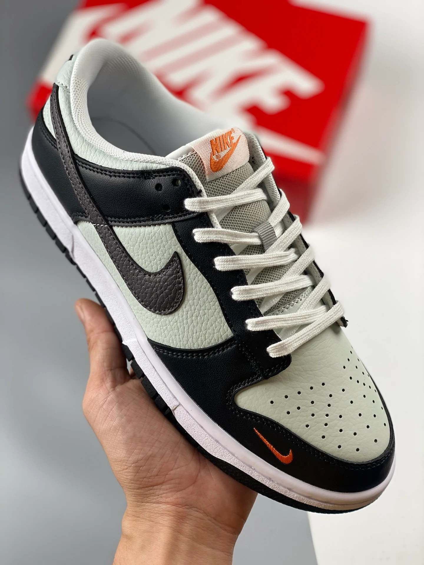 Nike Dunk Low Mini Swoosh Grey Black Orange FN7808-001 For Sale