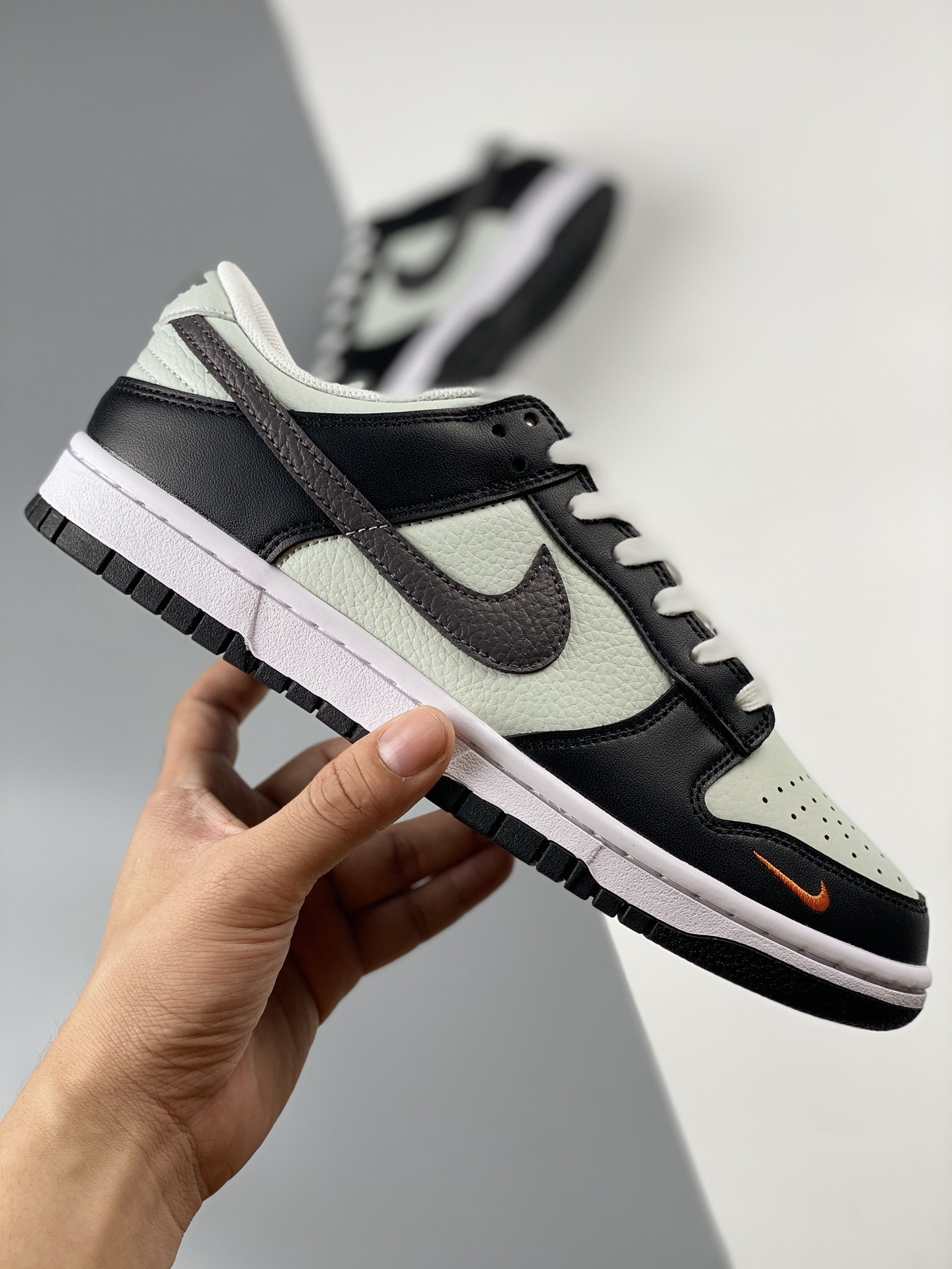 Nike Dunk Low Mini Swoosh Grey Black Orange FN7808-001 For Sale