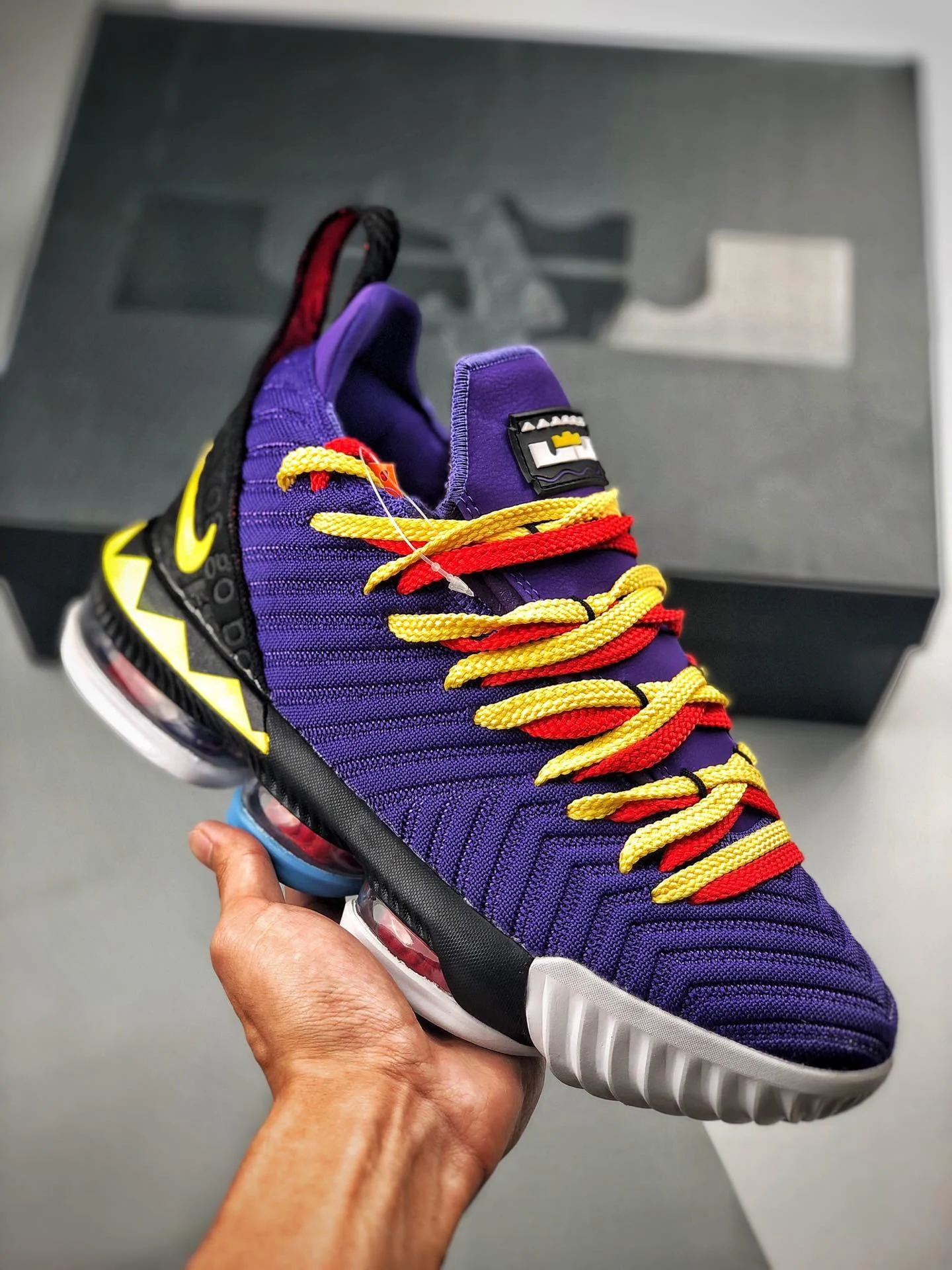 Nike LeBron 16 Martin Court Purple Tour Yellow CI1520-500 For Sale