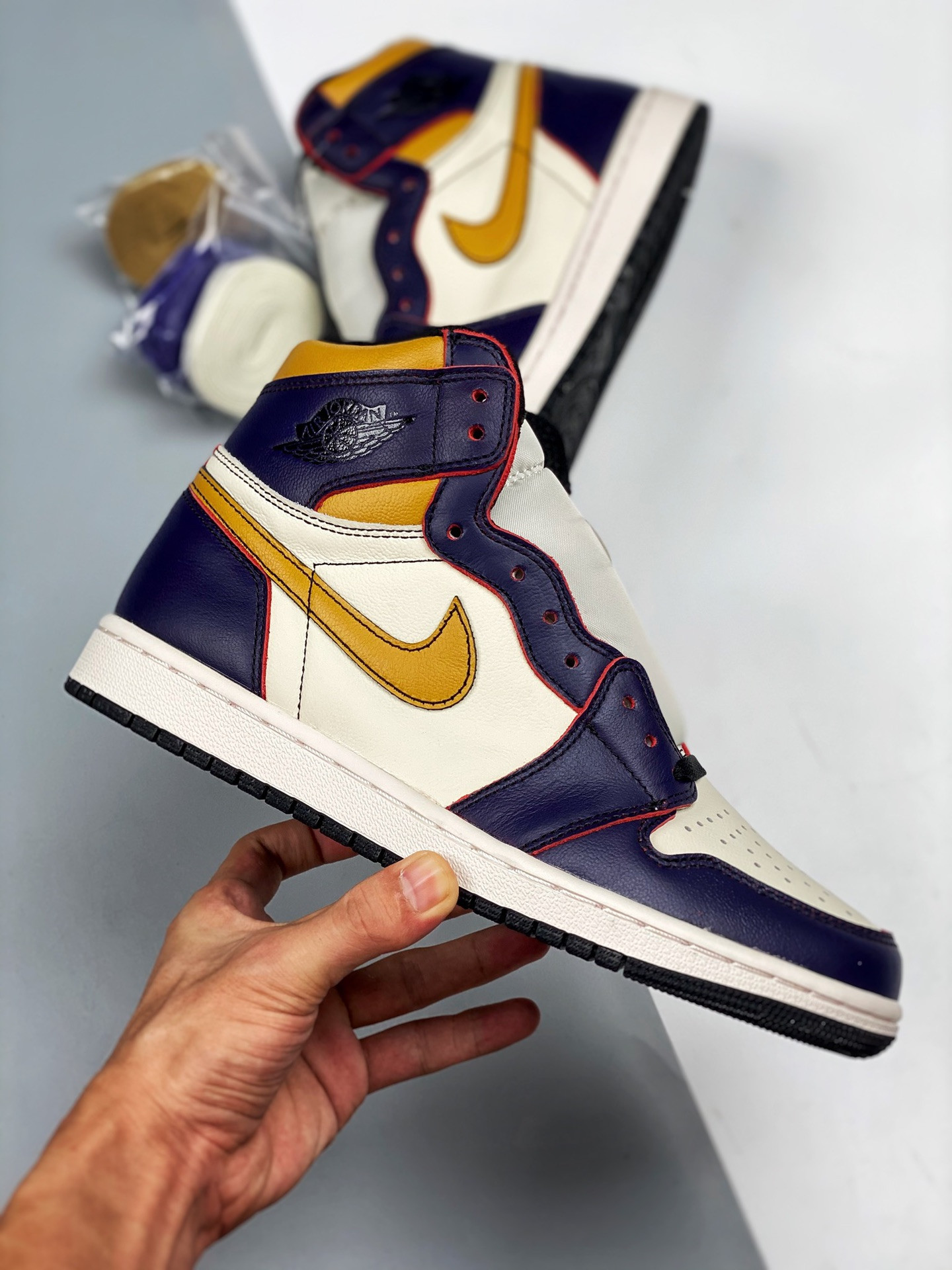 Nike SB x Air Jordan 1 High OG Lakers Court Purple Sail For Sale