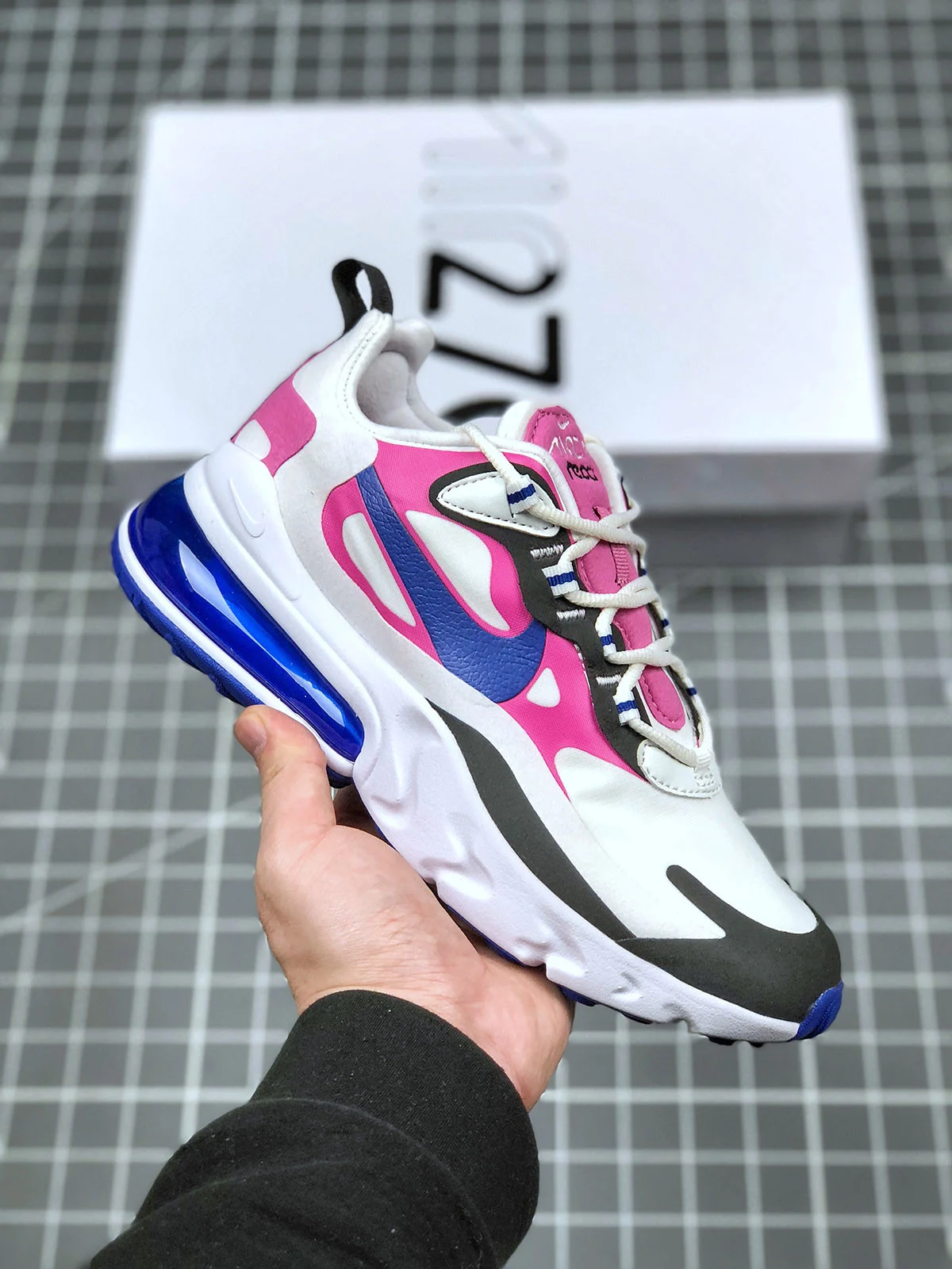 Nike WMNS Air Max 270 React White Cosmic Fuchsia Black Hyper Blue For Sale