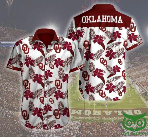 Oklahoma Sooners Floral Dark Red Hawaiian Shirt