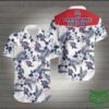 Pabst Blue Ribbon Beer Indigo Flowers White Hawaiian Shirt