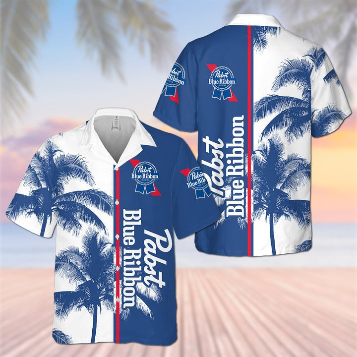 Pabst Blue Ribbon Palm Hawaiian Shirt