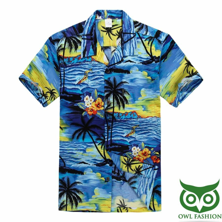 Palm Wave Coconut Trees Tropical Sunset Hawaiian Shirt