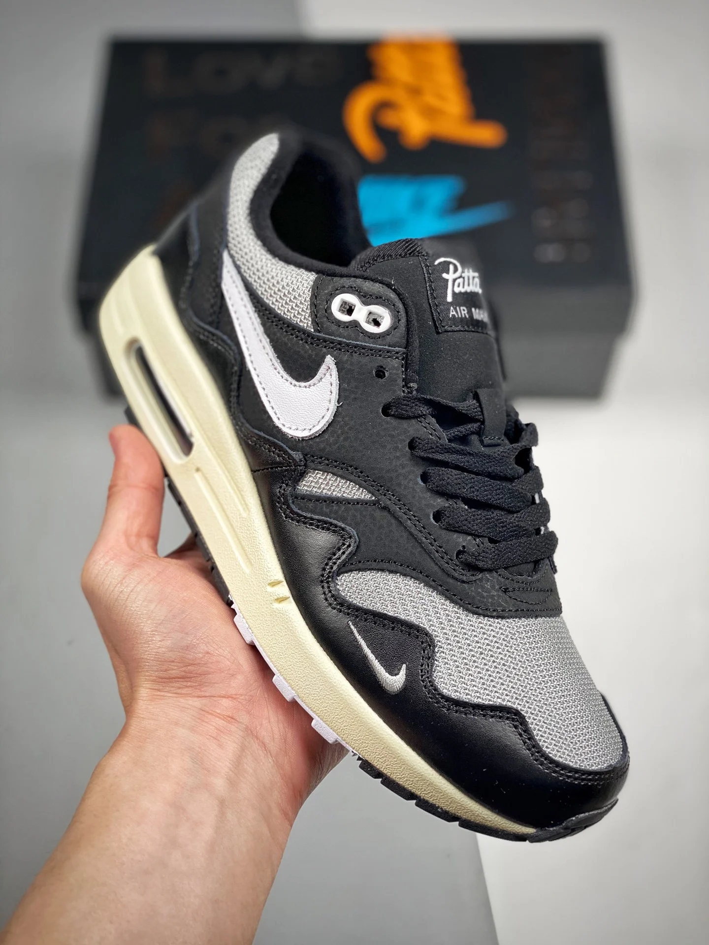 Patta X Nike Air Max 1 Black Metallic Silver White-Black-Coconut Milk For Sale