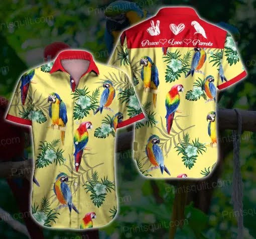 Peace Love Parrots Hawaiian Shirt