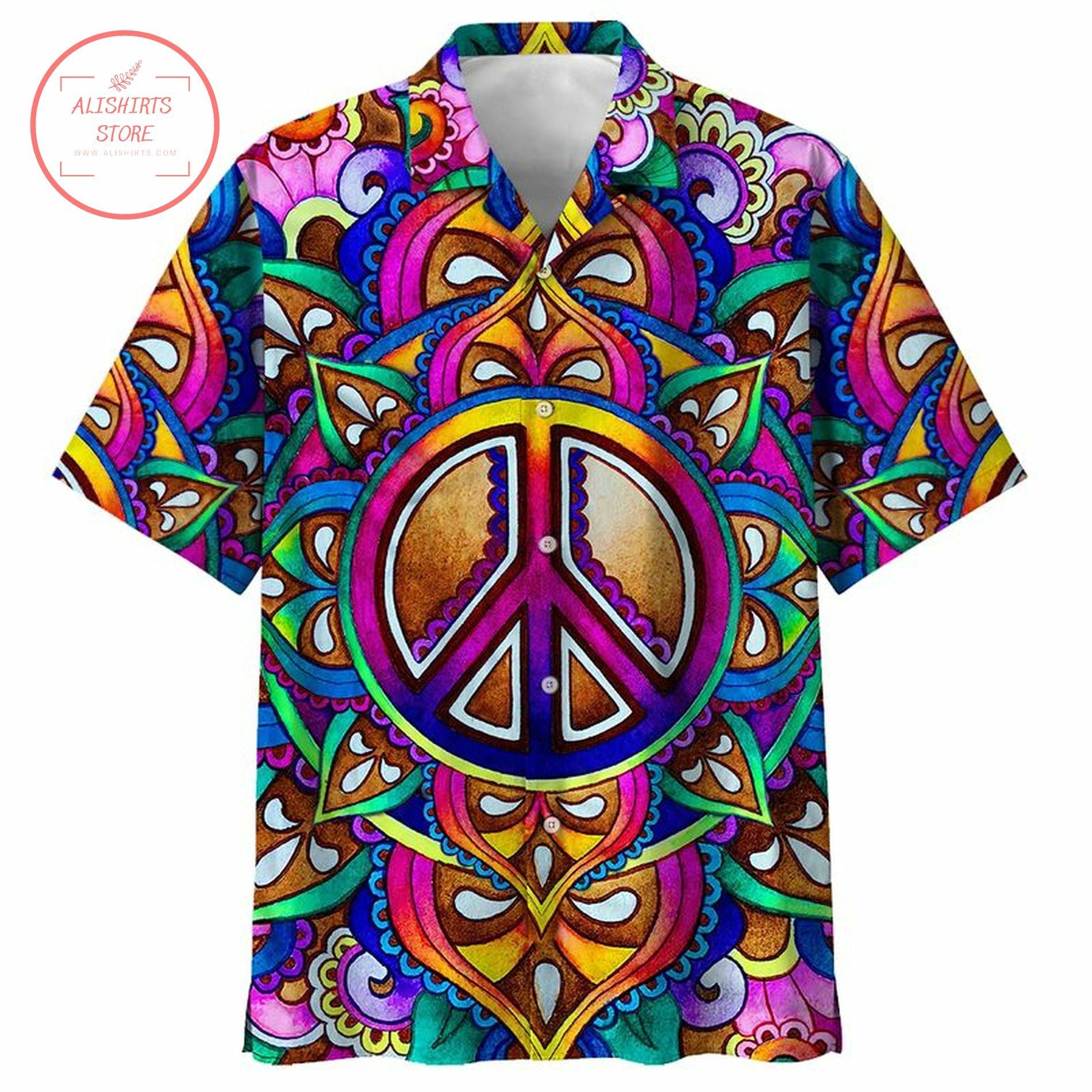 Peace Sign Clip Art Trippy Psychedelic Hawaiian Shirt