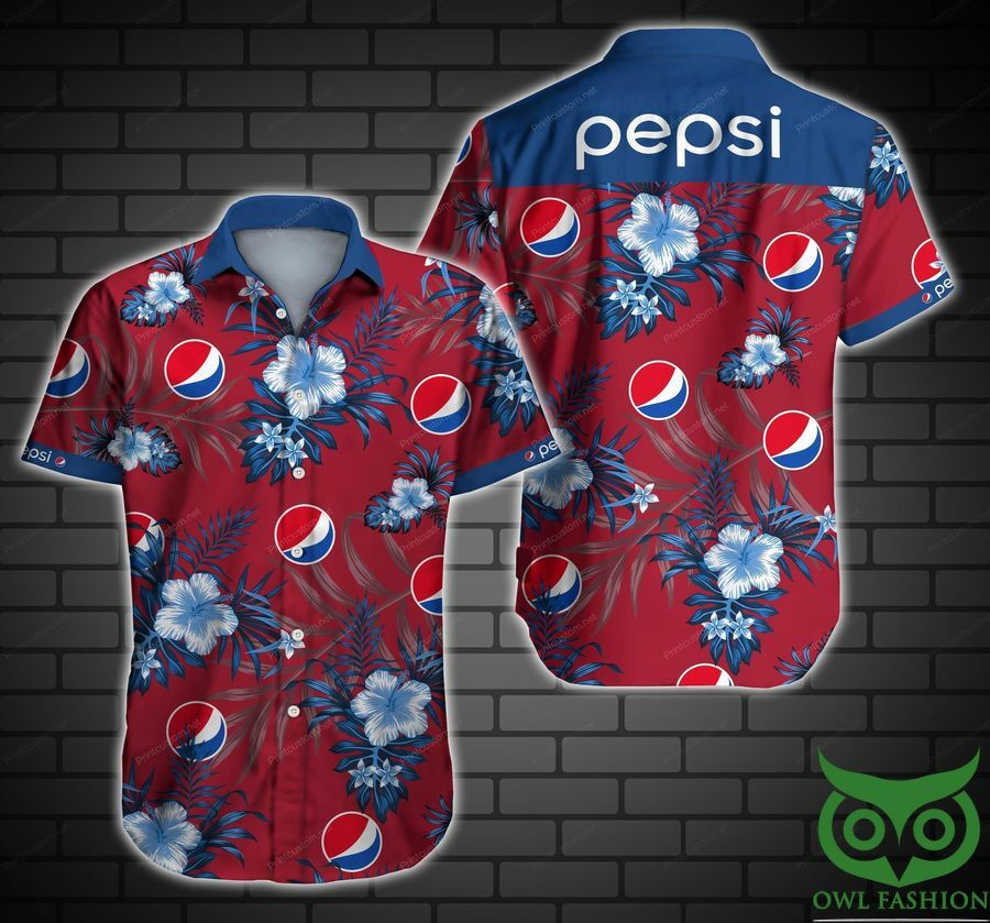 Pepsi Floral Red And Blue Hawaiian Shirt