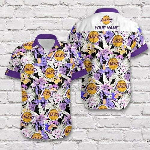 Personalized Los Angeles Lakers Floral Hawaiian Shirt