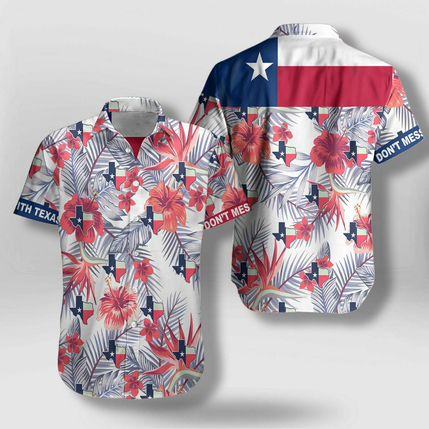 Proud Texas Flag Floral Hawaiian Shirt