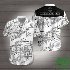 Rammstein Band Gray Flowers White Hawaiian Shirt