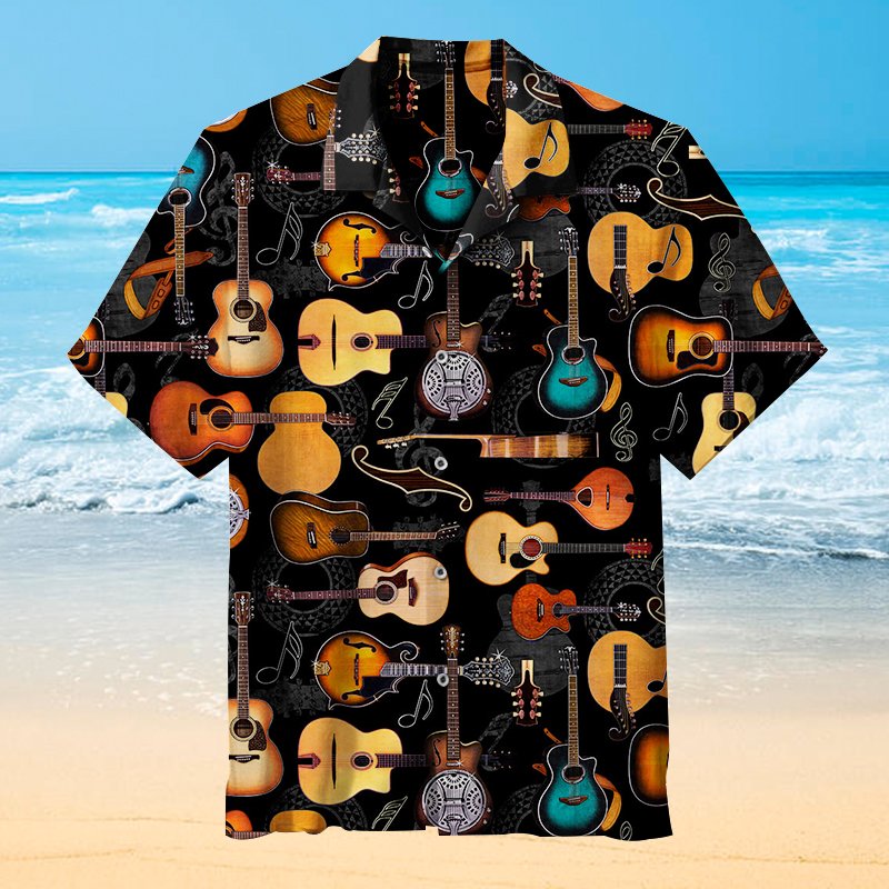 Retro Guitar Hawaiian Shirt Summer Outfit Beach