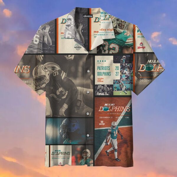 Retro Puzzle Miami Dolphins Baseball Team Hawaiian Shirt