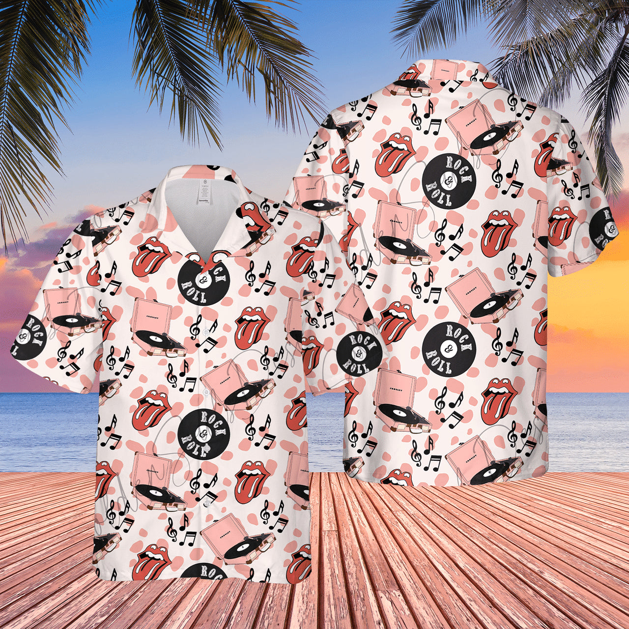 Rolling Stone Cool Tongue Pattern Hawaiian Shirt