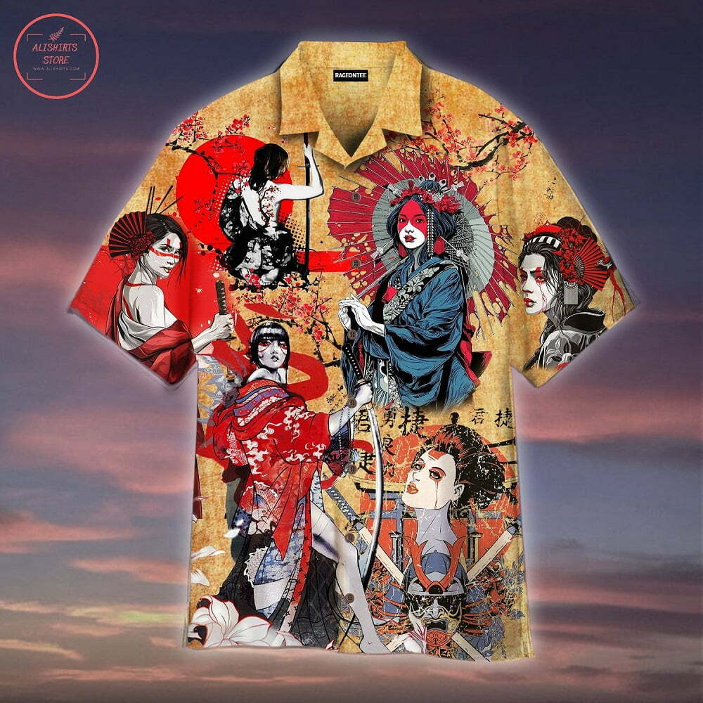 Samurai Girl Hawaiian Shirt Summer Beach Outfit