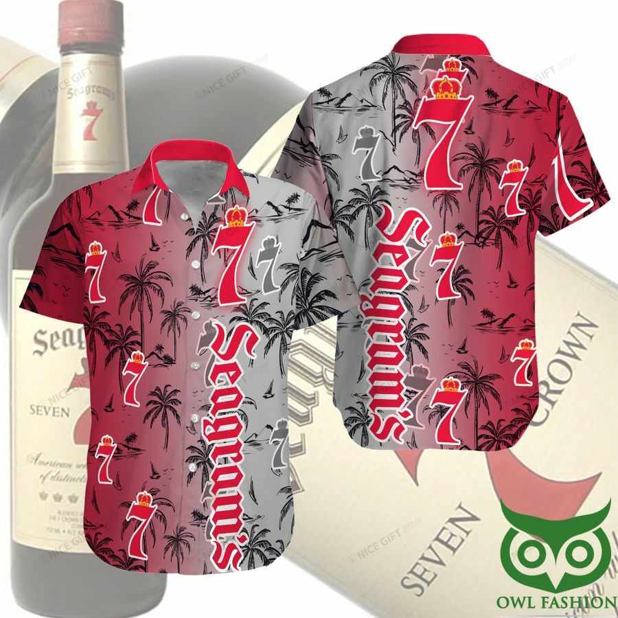 Seagram'S Half Gray Half Red Hawaiian Shirt