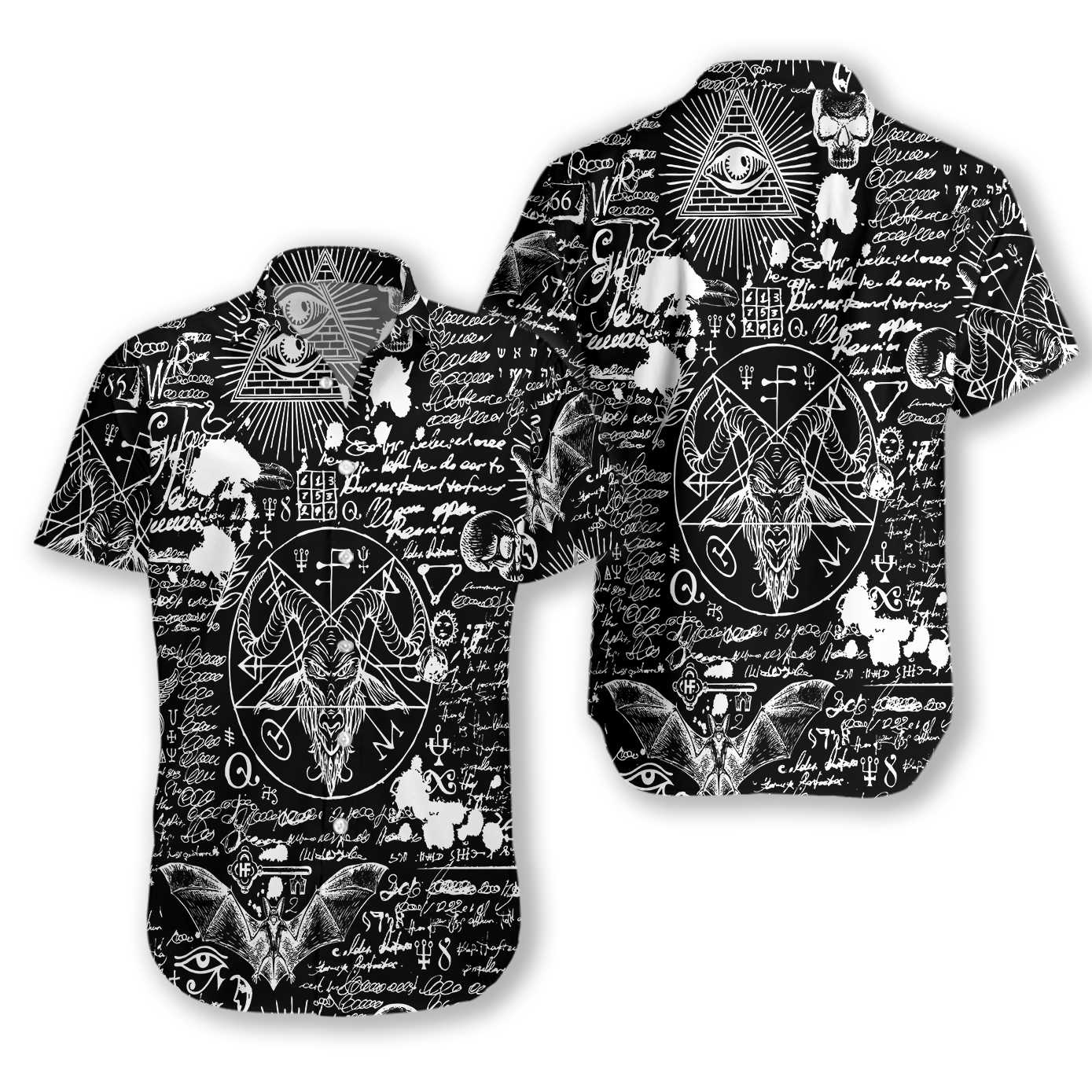 Seamless Occultism Satanic Goth Hawaiian Shirt