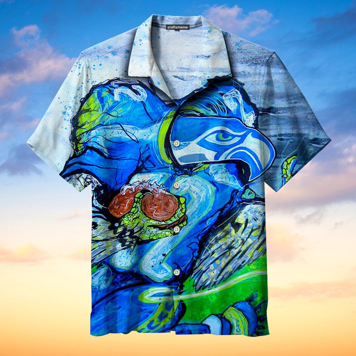 Seattle Seahawks Graffiti Hawaiian Shirt