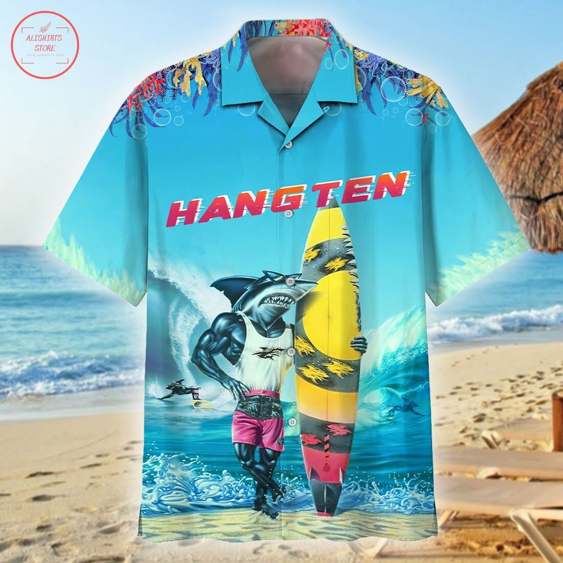 Shark Hang Ten Hawaiian Shirt Outfit Beach Summer