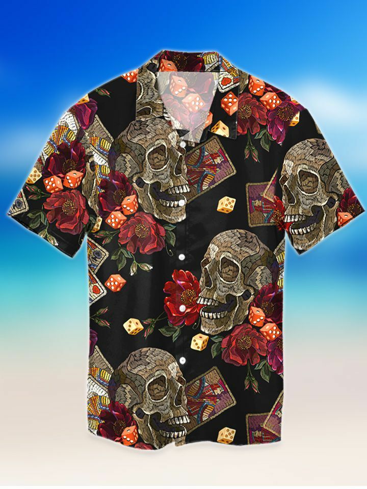 Skull Poker Hawaiian Shirt Outfit Summer Beach