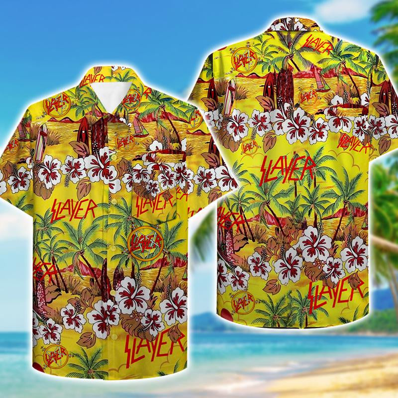 Slayer Tropical Flower Pattern Hawaiian Shirt