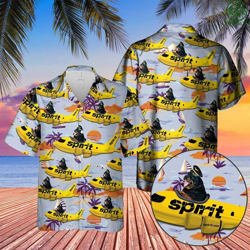 Spirit Airlines Rottweiler On Airbus Hawaiian Shirt