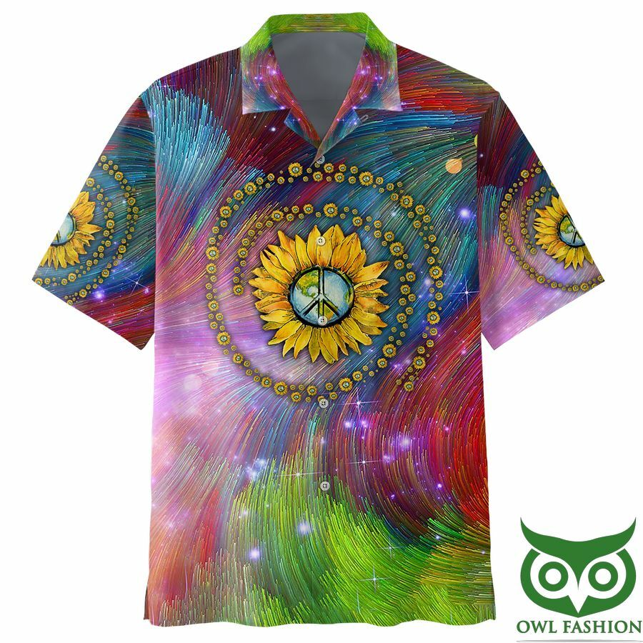 Spiritual Hippie Peace Sign Suower Psychedelic Trippy Hawaiian Shirt