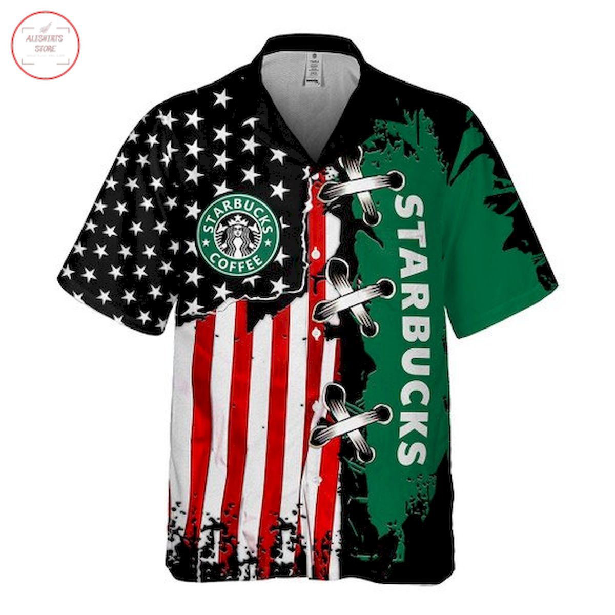 Starbucks Coffee Usa Flag Hawaiian Shirt