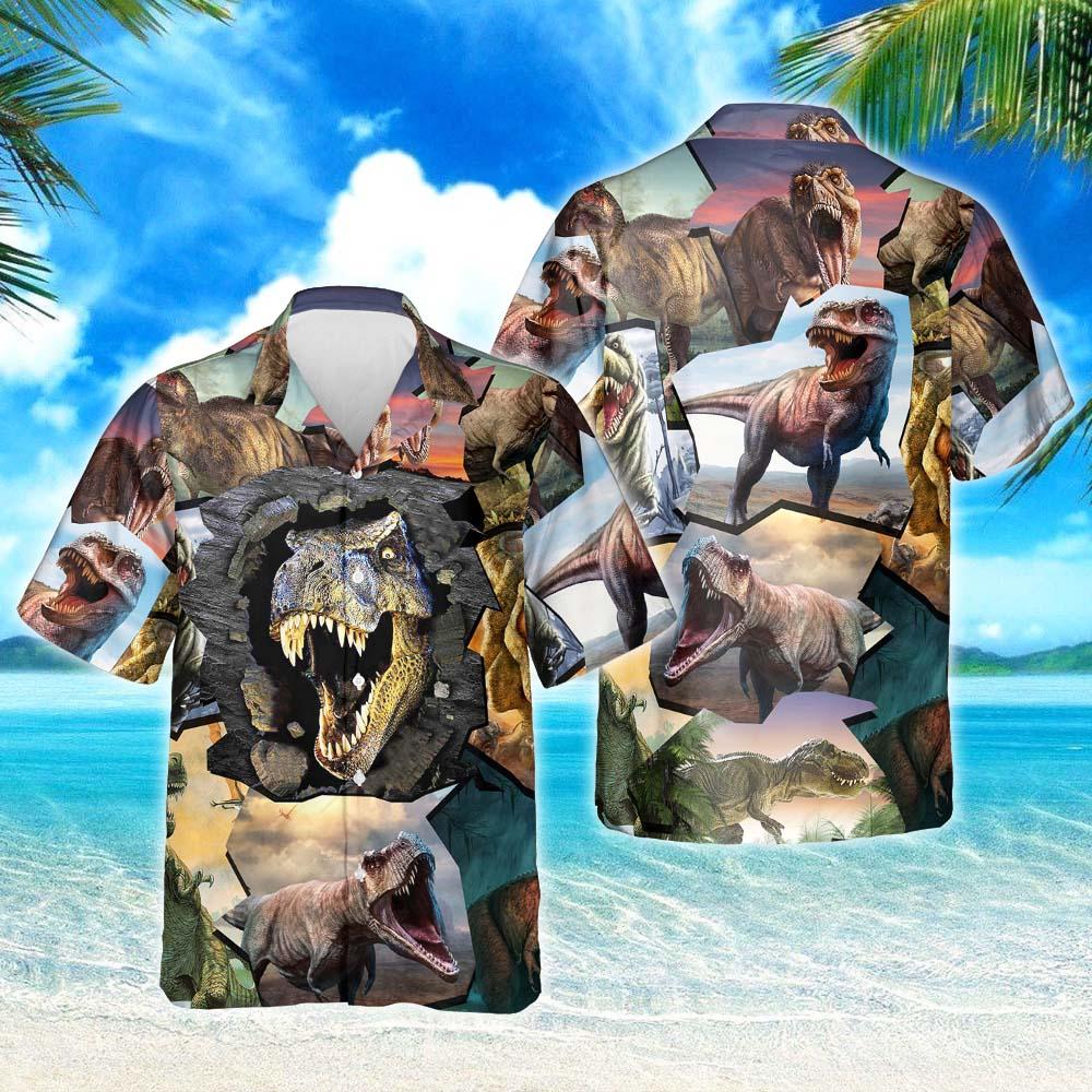 T Rex Dinosaur Hawaiian Shirt Outfit Summer Beach