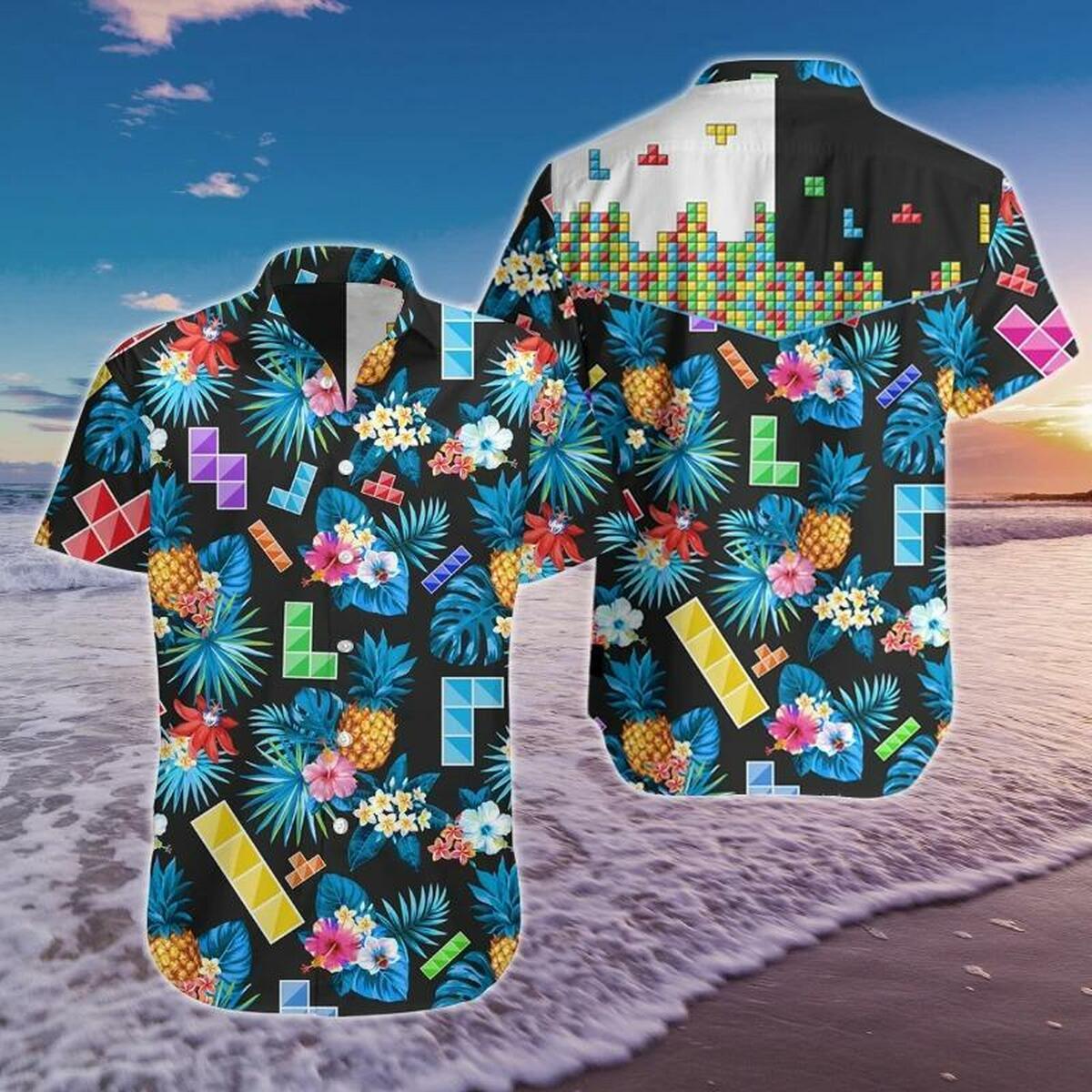 Tetris Hawaiian Shirt Beach Summer Outfit