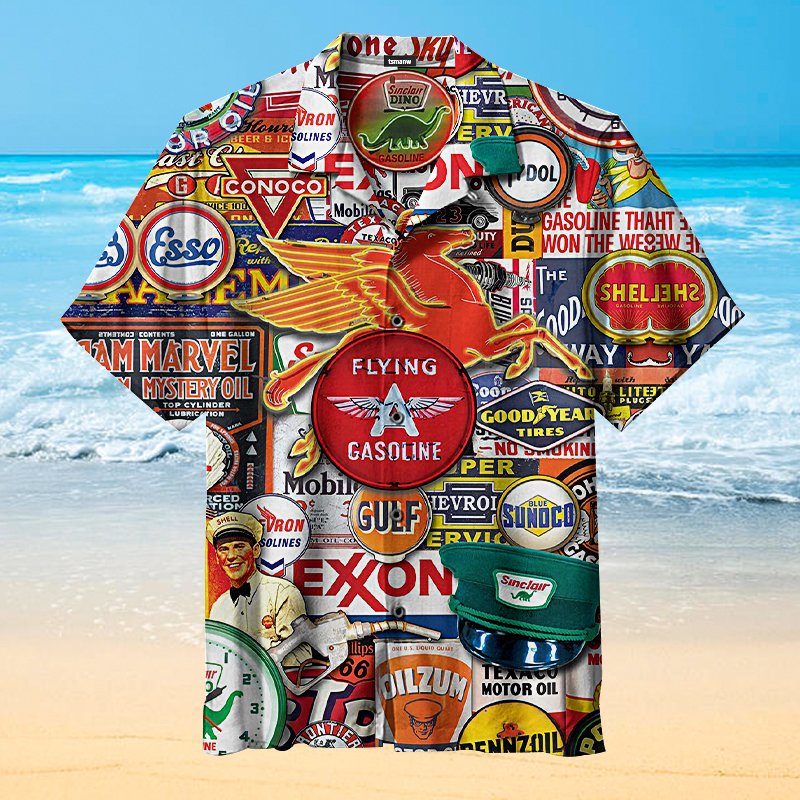 The Car Retro Petrol Gas Pumps Hawaiian Shirt