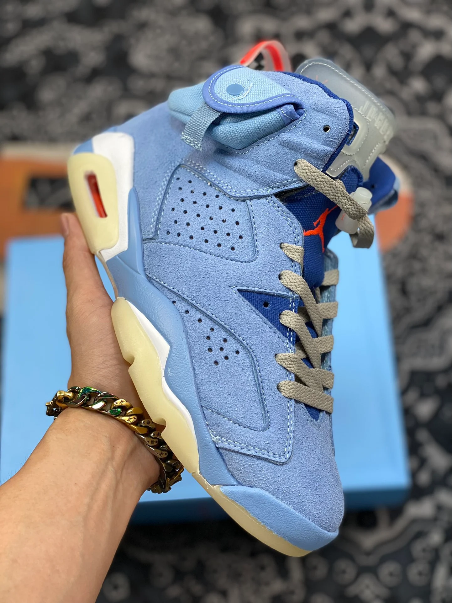 Travis Scott x Air Jordan 6 Houston Oilers Light Blue For Sale