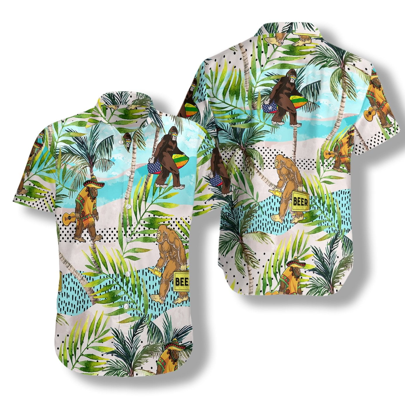 Tropical Bigfoot With Beer Hawaiian Shirt