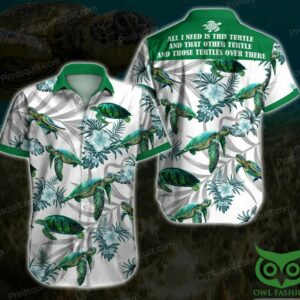 Turtles Lovers Floral Green And White Hawaiian Shirt