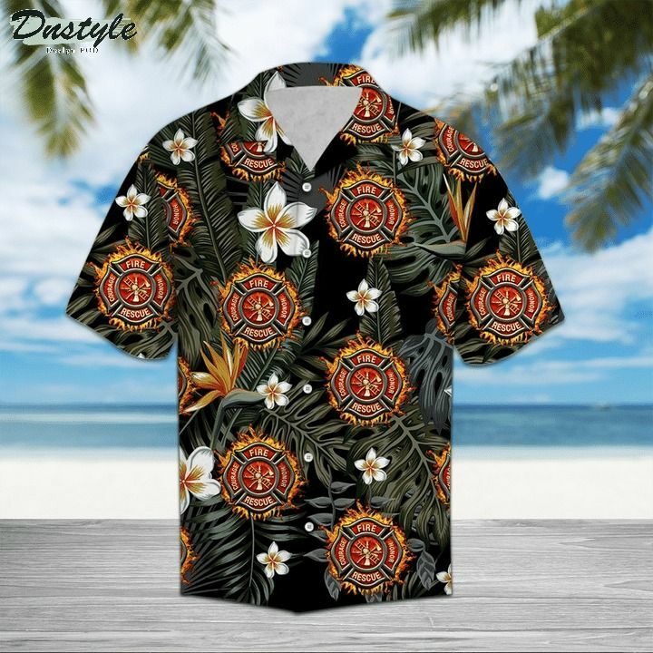 U.S Firefighter Tropical Flower Fire Department Hawaiian Shirt