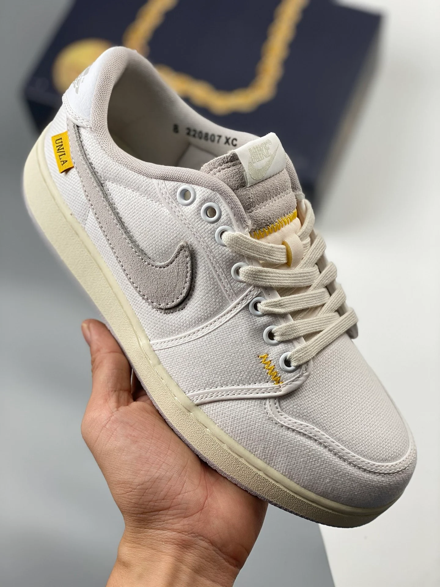 Union x AJKO 1 Low White Sail-University Gold-Neutral Grey For Sale