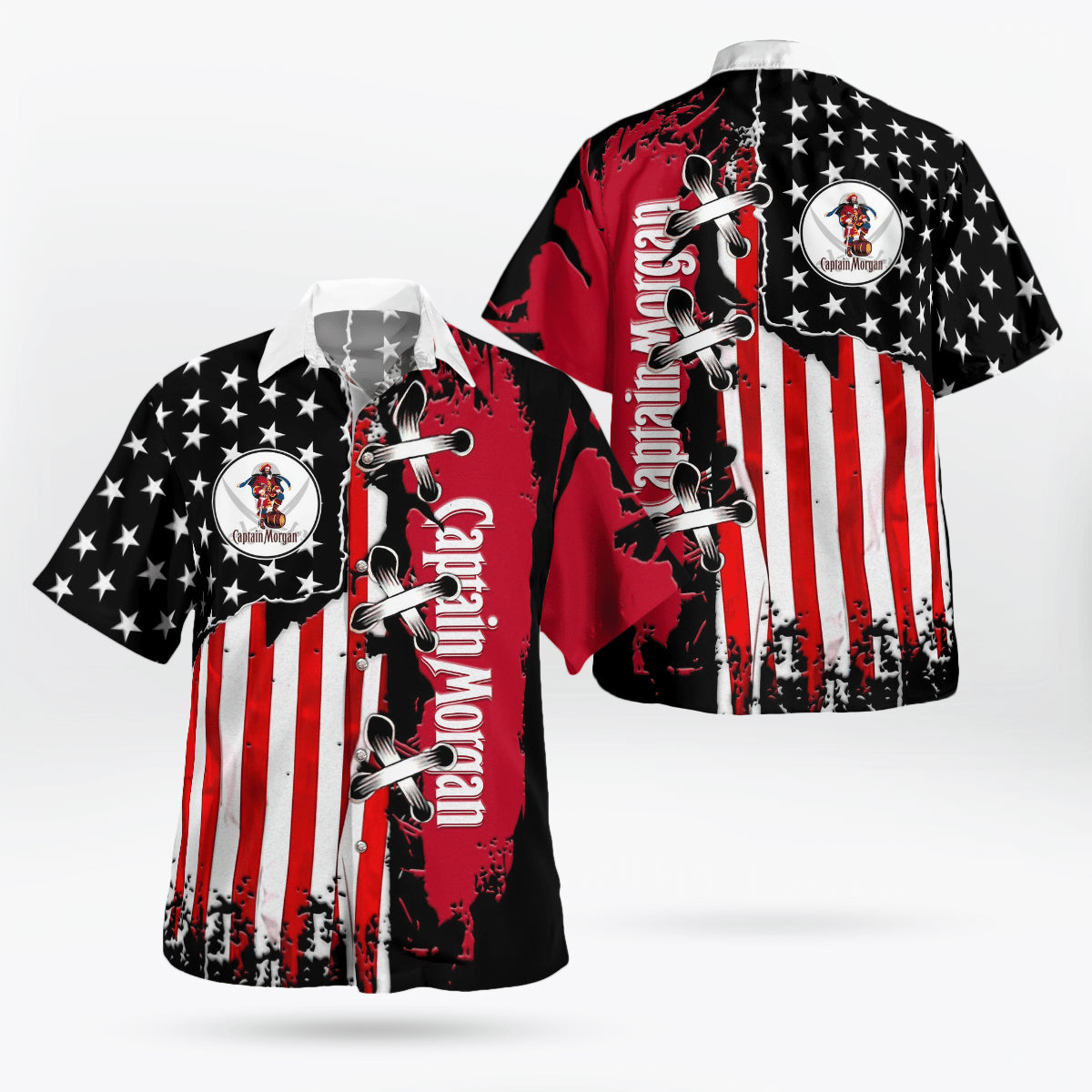 Usa Flag Captain Morgan Hawaiian Shirt