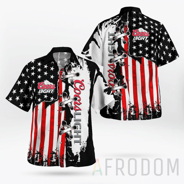 Usa Flag Coors Light Hawaiian Shirt