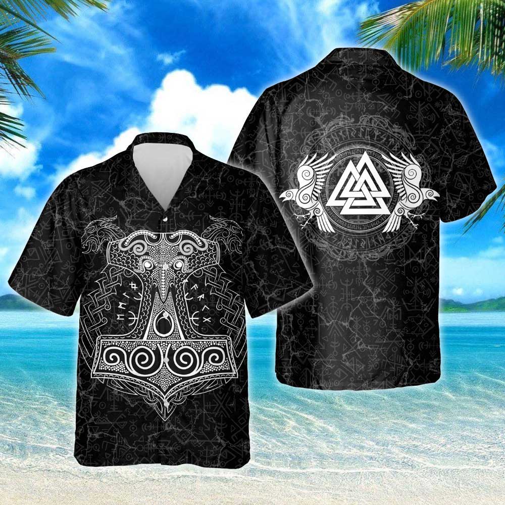 Viking Mjolnir Hawaiian Shirt Beach Outfit Summer