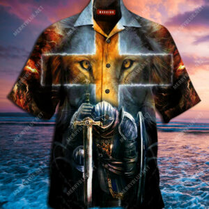 Warrior Of Christ Lion Cross Hawaiian Shirt