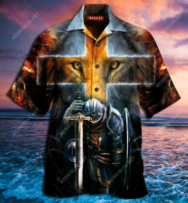 Warrior Of Christ Lion Cross Hawaiian Shirt