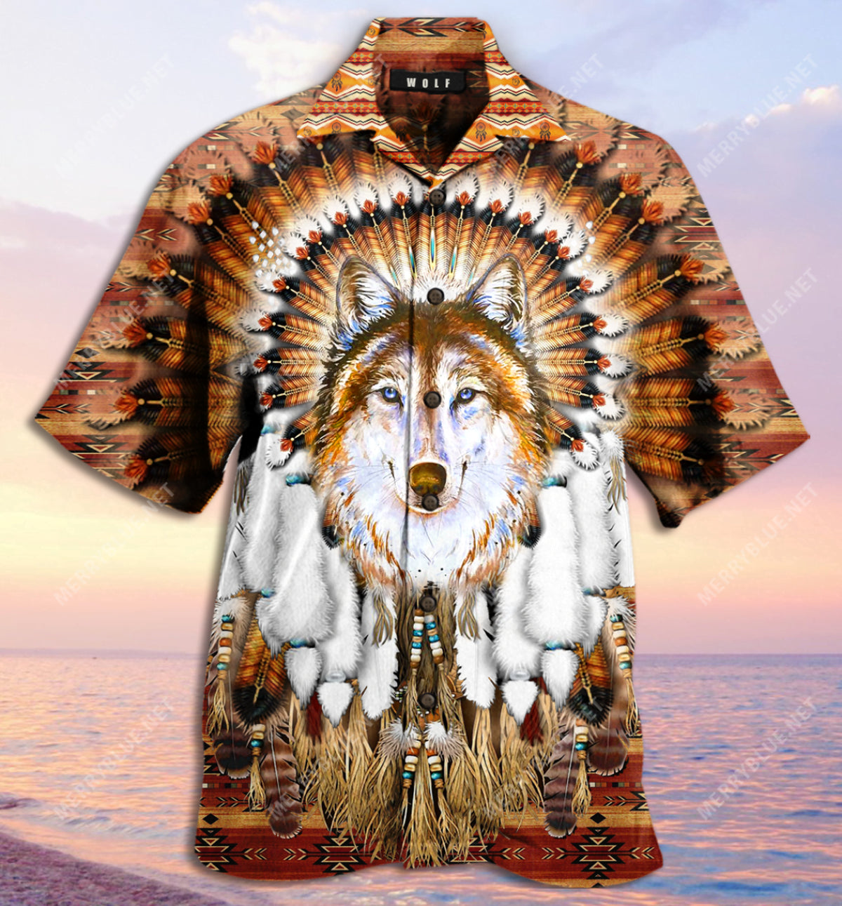 Wolf Feather Headdress Hawaiian Shirt