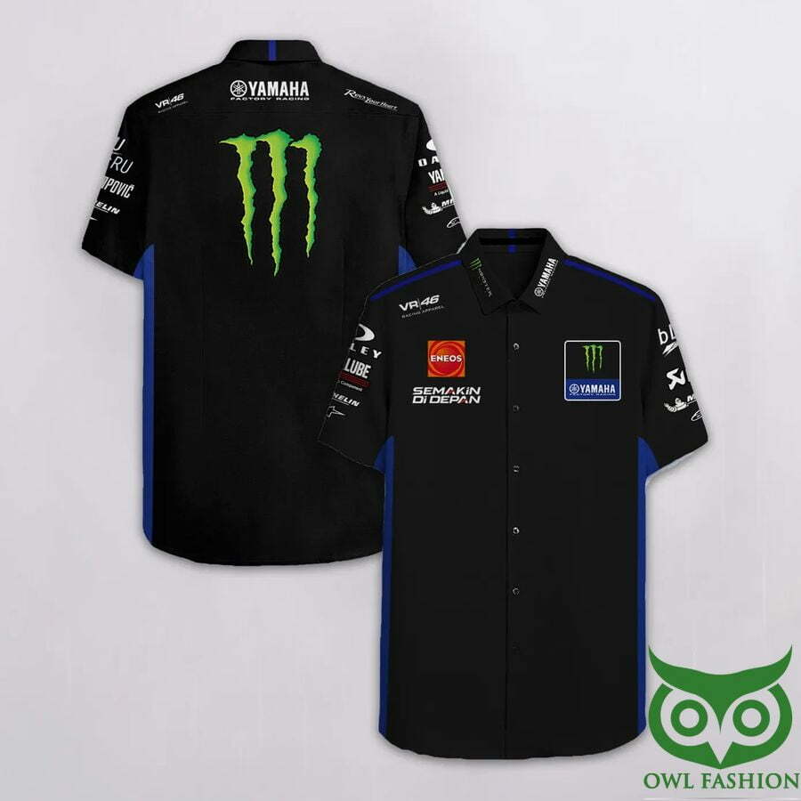 Yamaha Racing Vr46 Black Blue Hawaiian Shirt