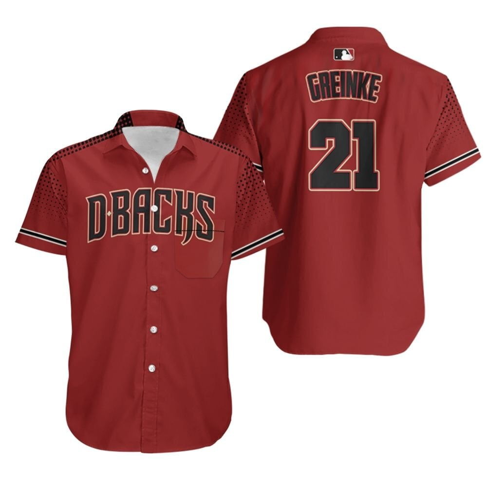 Zack Greinke Arizona Diamondbacks Sedona Red Black Jersey Hawaiian Shirt